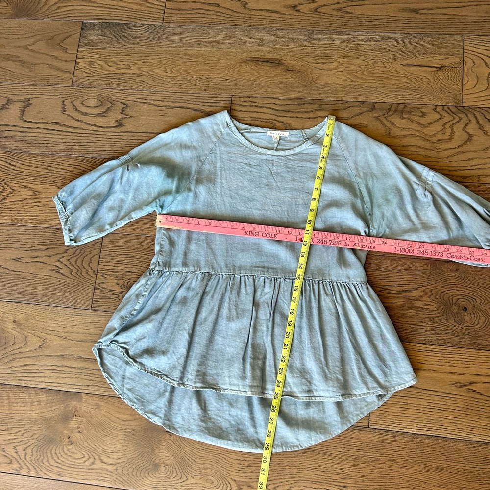 TEA N ROSE boutique blue denim chambray Tencel 3/4 Sleeve Top Size M - Picture 8 of 9